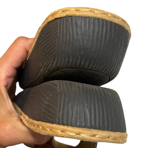 New Cliffs White Mountain Brown Leather Wedge Sandals Size 9 Flower Thong Sandal - Picture 5 of 13